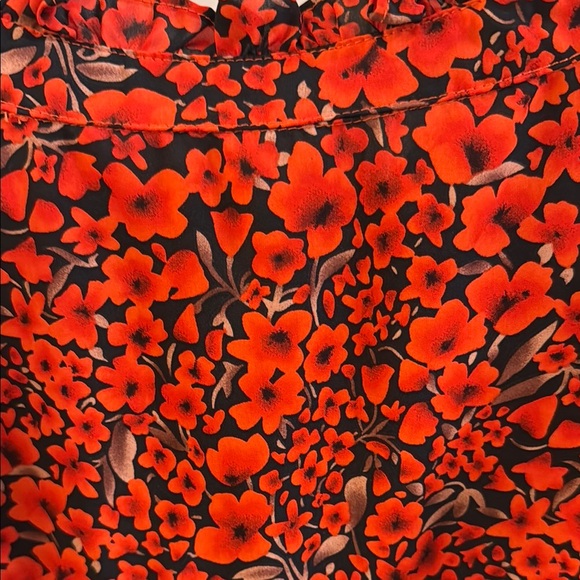 Floral Ruffle Sleeve Top - Red - Picture 3 of 6